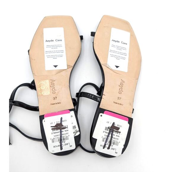 Aeyde Ella Slingback Thong Sandals Women's Leather Black Size US7 EU37 - Picture 8 of 11